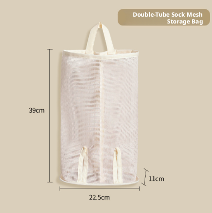 Double Cylinder Socks Storage Bag | Hanging Mesh Laundry Organizer for Socks & Small Clothes Secondary image