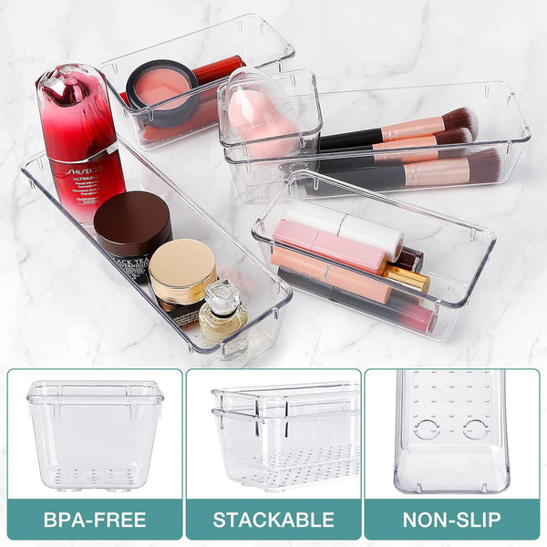 Desktop Drawer Organizer Bin | Plastic Storage Box for Stationery, Makeup & Small Items
