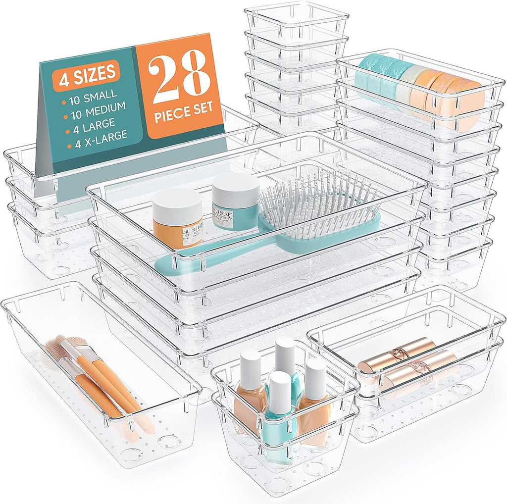 Desktop Drawer Organizer Bin | Plastic Storage Box for Stationery, Makeup & Small Items