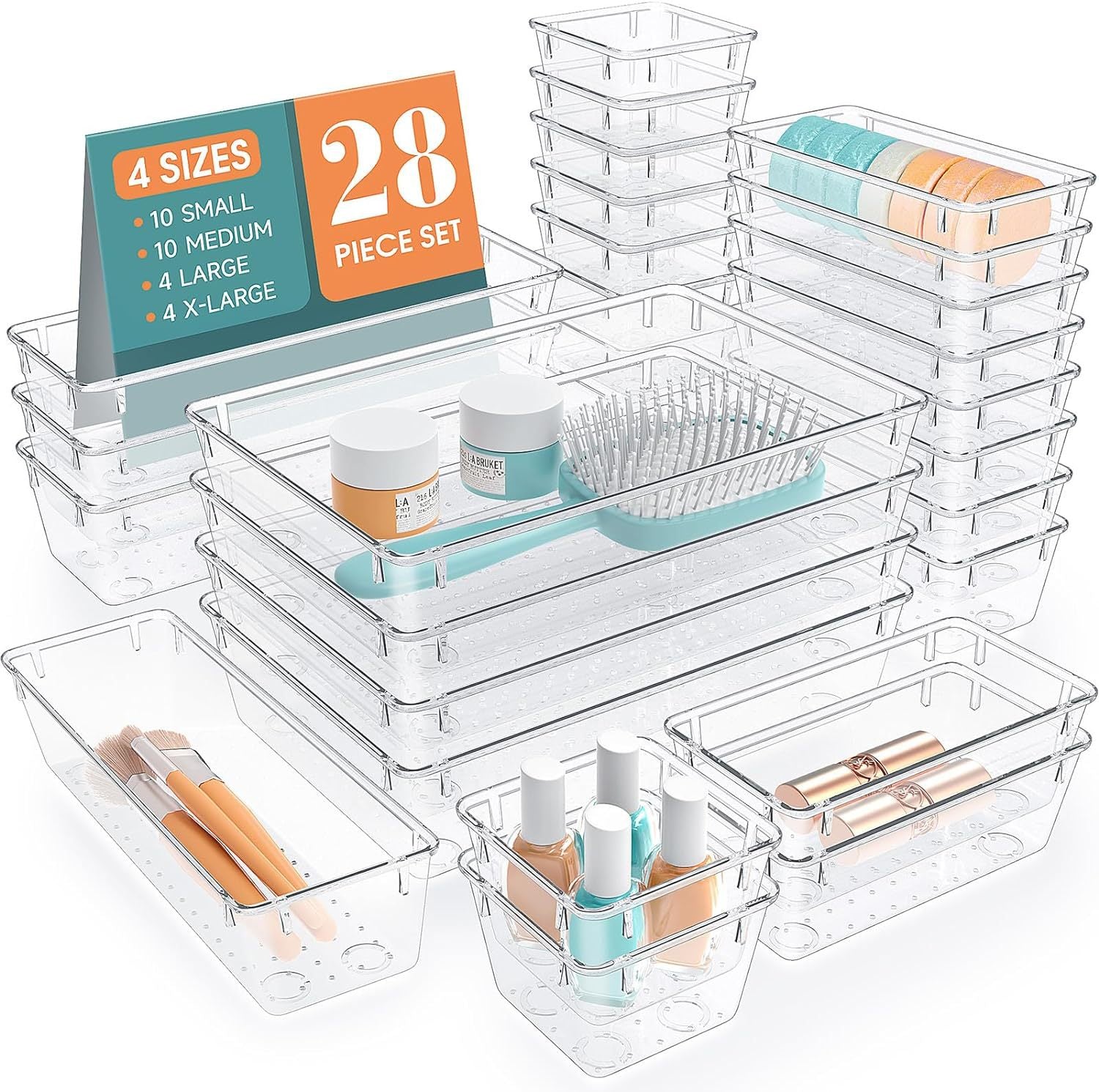 Desktop Drawer Organizer Bin | Plastic Storage Box for Stationery, Makeup & Small Items