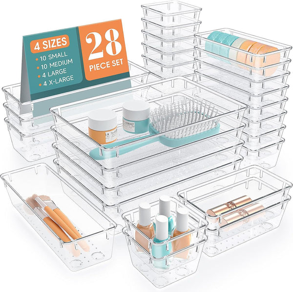 Desktop Drawer Organizer Bin | Plastic Storage Box for Stationery, Makeup & Small Items