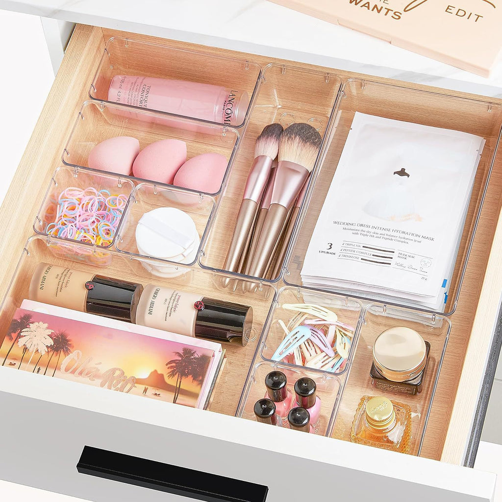 Desktop Drawer Organizer Bin | Plastic Storage Box for Stationery, Makeup & Small Items
