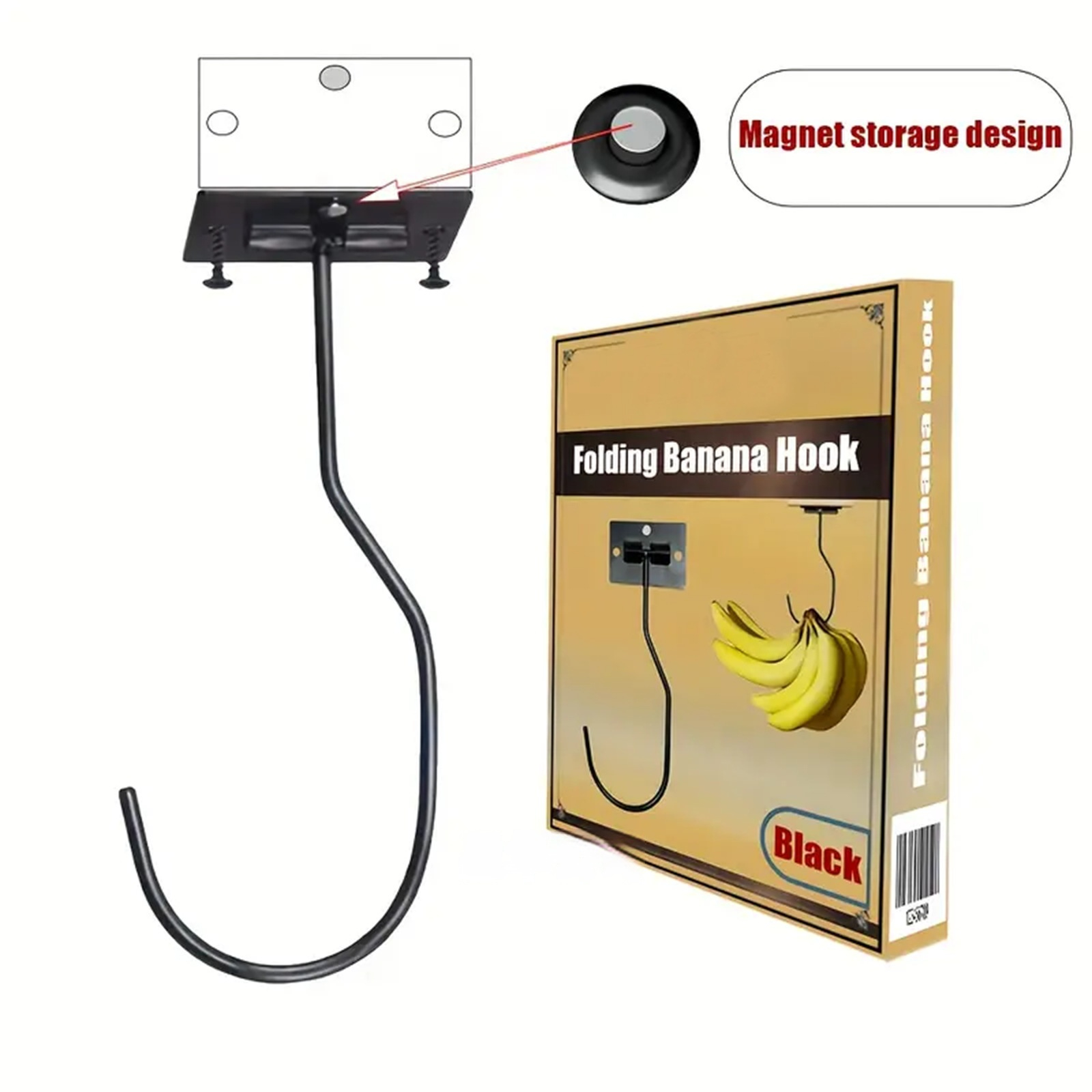 Self-Adhesive Under Cabinet Hooks | No-Drill Banana Hooks for Kitchen & Bathroom Organization