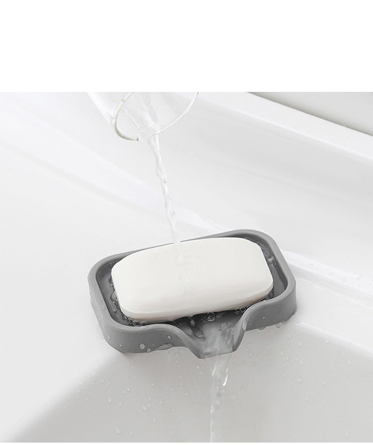 Silicone Sink Soap Tray with Drain Spout | Kitchen Sponge Holder & Countertop Organizer
