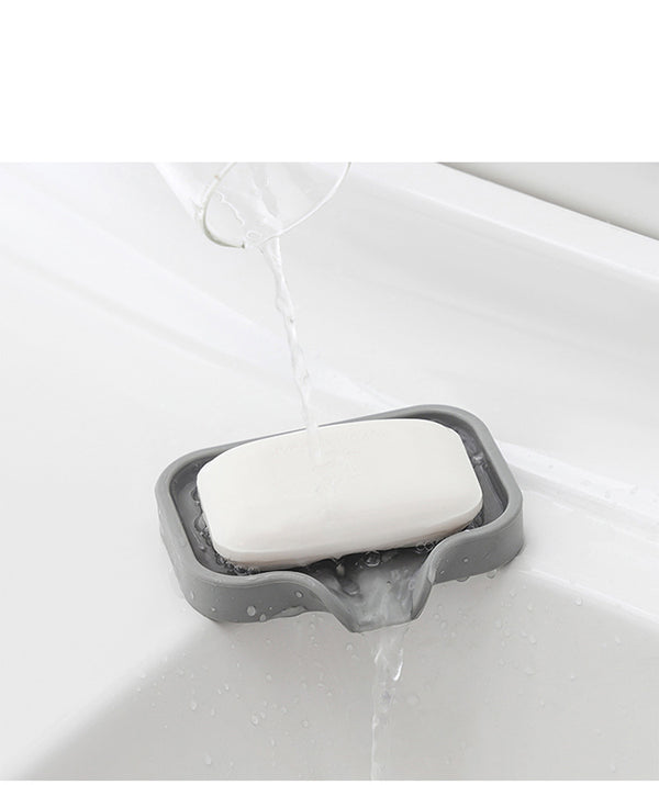 Silicone Sink Soap Tray with Drain Spout | Kitchen Sponge Holder & Countertop Organizer