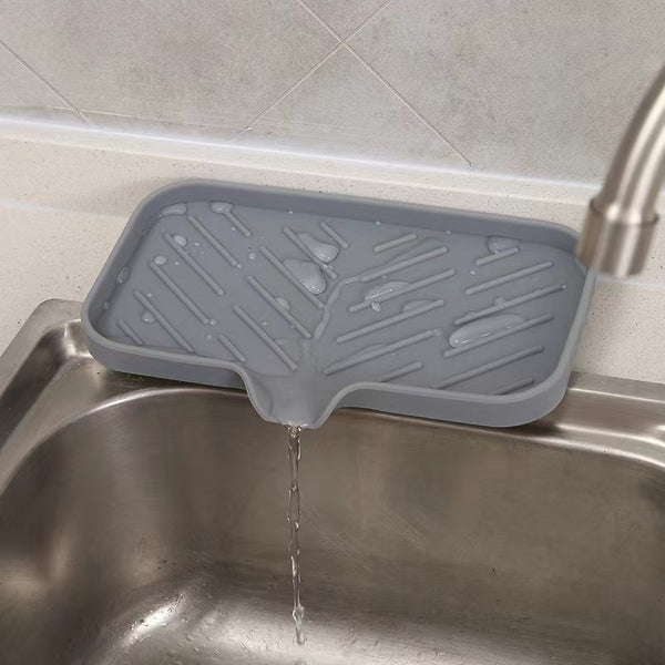 Silicone Sink Soap Tray with Drain Spout | Kitchen Sponge Holder & Countertop Organizer