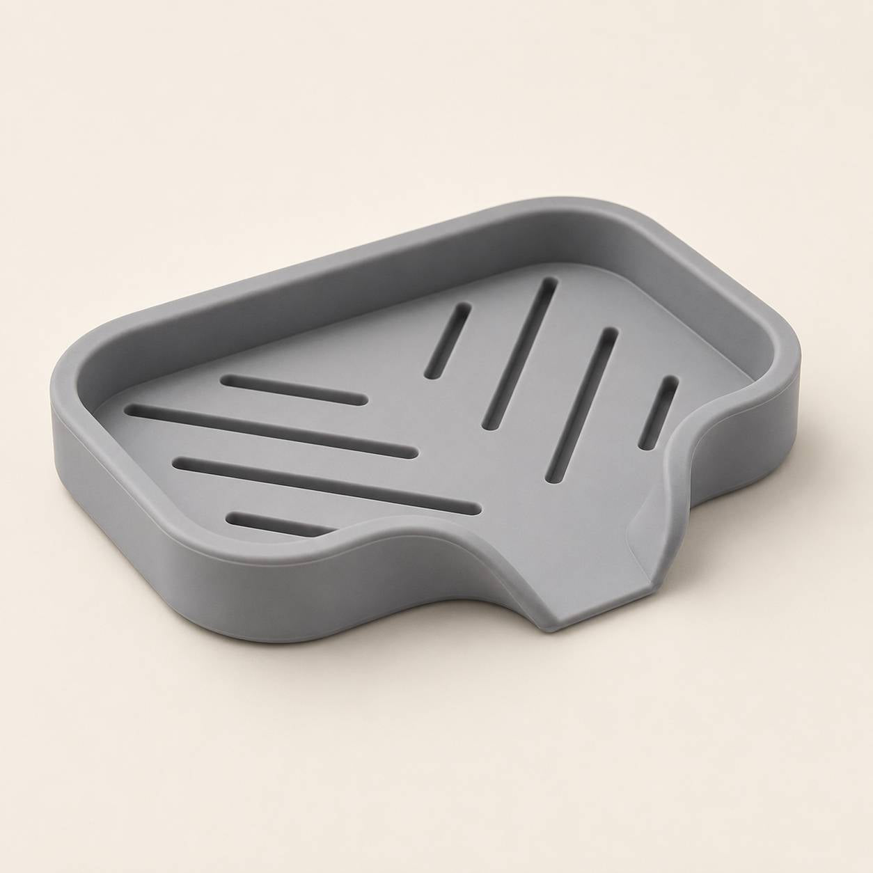 Silicone Sink Soap Tray with Drain Spout | Kitchen Sponge Holder & Countertop Organizer