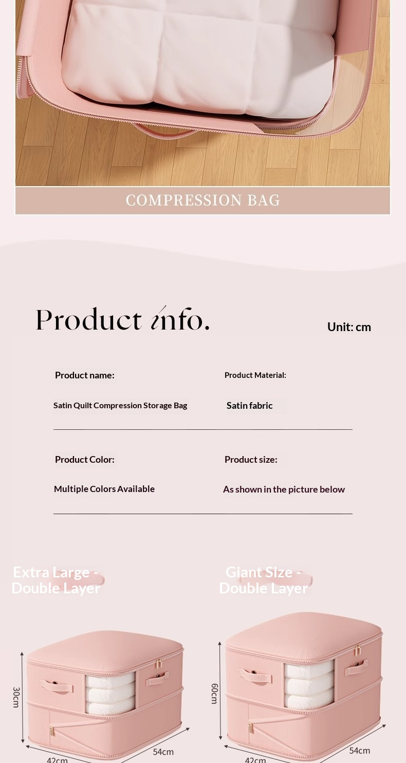 Vacuum Compression Storage Bag for Down Jackets & Comforters | Space Saving Quilt Organizer (No Pump Required)