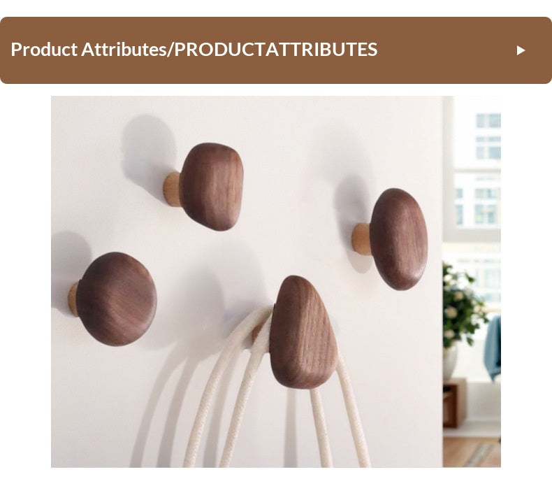 Wooden Wall Hooks | Modern Adhesive Coat Hooks for Entryway, Bathroom & Bedroom